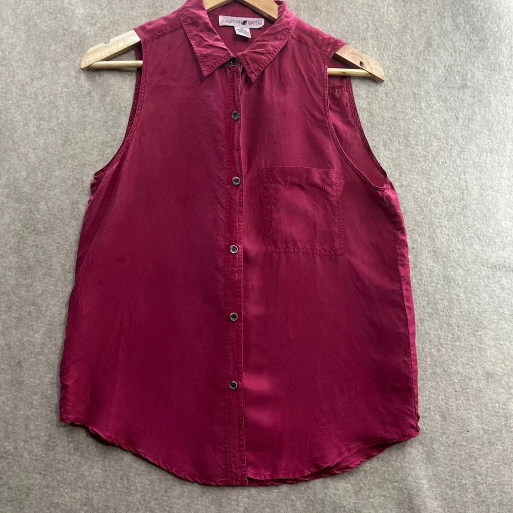 Jonathan‎ Martin Sleeveless Silk Blouse Womens Medium Magenta Pink Vintage